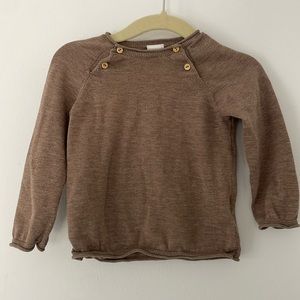 H&M baby SILK cttn blend button neck raglan sweater knit pullover 6-12m